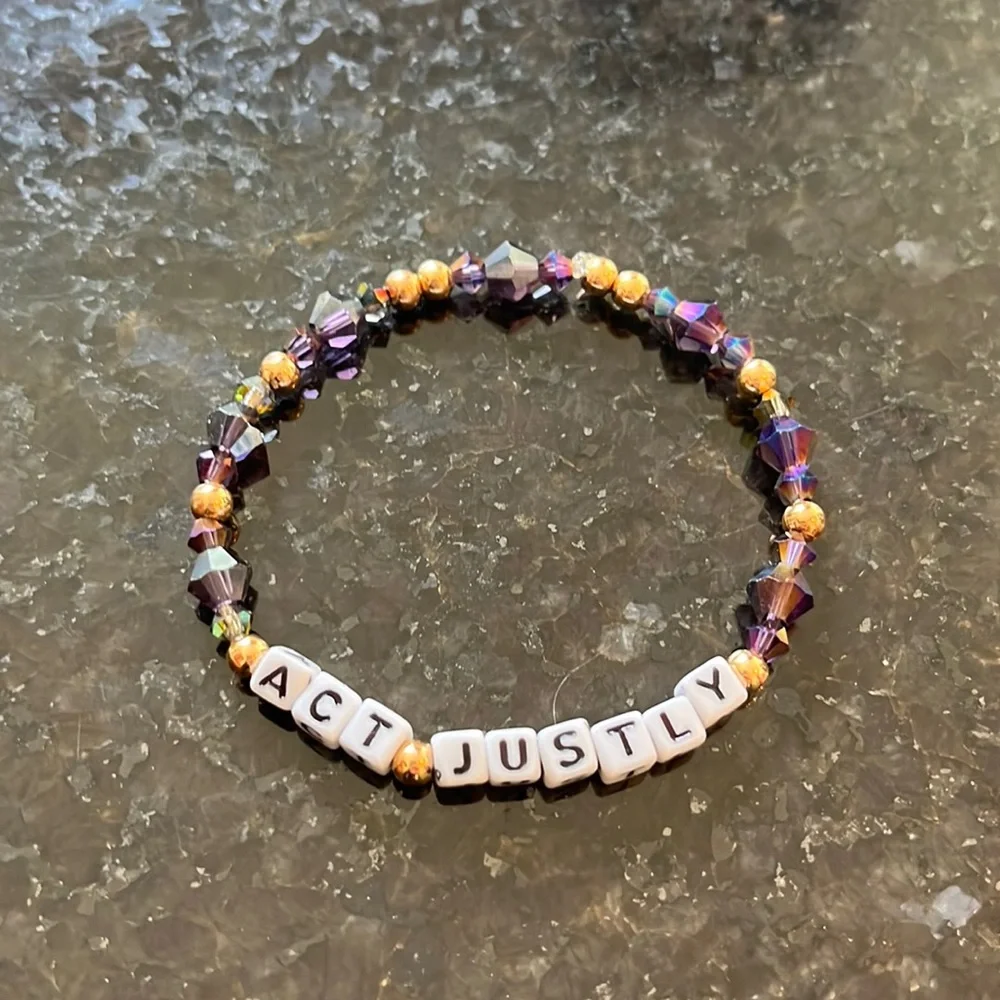 Beautiful Handmade Word Bracelet ACT JUSTLY *wear solo or stack with more!!*